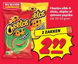 Nettorama Cheetos nibb-it sticks, chipito of spinners paprika aanbieding