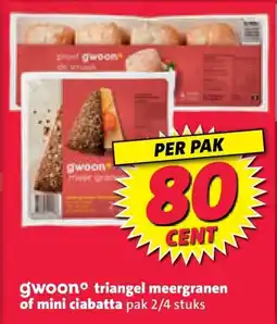 Nettorama gwoon® triangels meergranen of mini ciabatta aanbieding