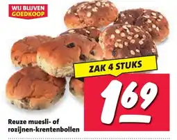 Nettorama Reuze muesli- of rozijnen-krentenbollen aanbieding