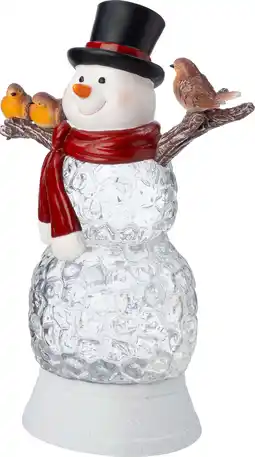 Intratuin Intratuin automatische sneeuwbol sneeuwpop wit met verlichting 19 x 16 x 28 cm aanbieding