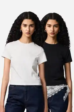 Wehkamp PIECES T-shirts - wit/zwart (set van 2) aanbieding