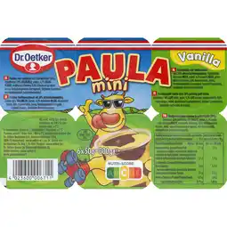 Jumbo Dr. Oetker Paula Vla met Vanillesmaak en Chocoladesmaak Vlekken Mini 6 x 50 g aanbieding