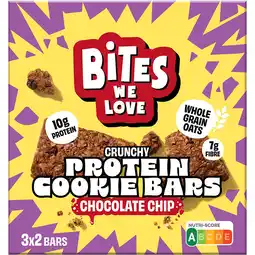 Jumbo BitesWeLove Crunchy Protein Cookie Bars Chocolate Chip 120g aanbieding