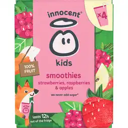 Jumbo innocent kids smoothies strawberry raspberry 4-pack aanbieding