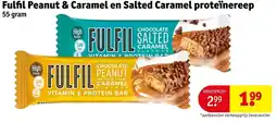 Kruidvat Fulfil Peanut & Caramel en Salted Caramel proteïnereep aanbieding