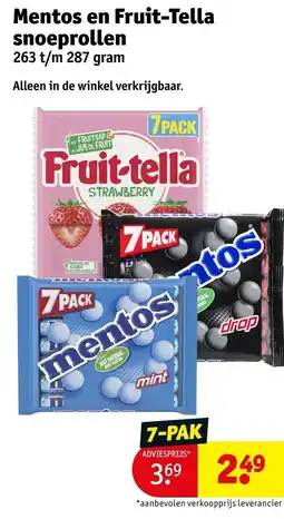 Kruidvat Mentos en Fruit-Tella snoeprollen aanbieding