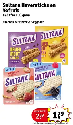 Kruidvat Sultana Haversticks en Yofruit aanbieding