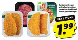 Boni Runderhamburger, kipkrokantschnitzel, gehakt cordon bleu of Vivera groenteburger aanbieding