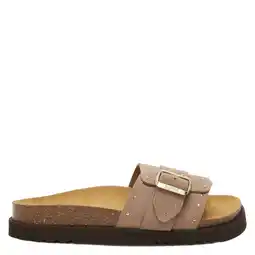 Wehkamp Scholl Joyce leren slippers beige aanbieding