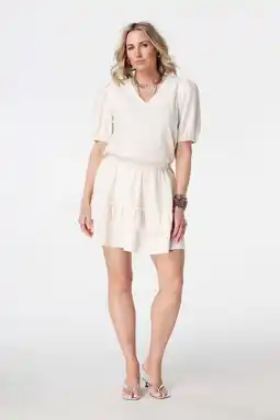 Wehkamp MS Mode a-line skort Plus Size - ecru aanbieding
