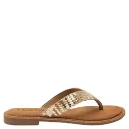 Wehkamp Lazamani Tess leren teenslippers beige aanbieding