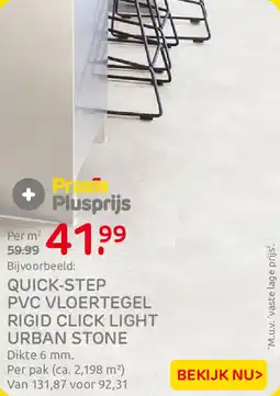 Praxis Quick Step PVC Vloertegel Rigid Click Light Urban Stone aanbieding