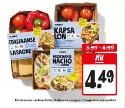 Jumbo Mexicaanse nachoschotel, italiaanse lasagne of kapsalon verspakket aanbieding