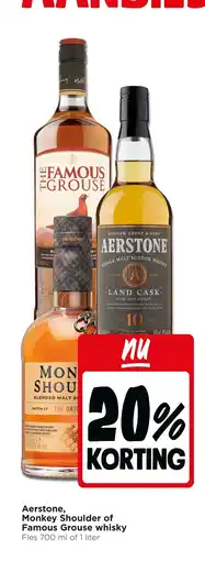 Jumbo Aerstone, Monkey Shoulder of Famous Grouse whisky aanbieding