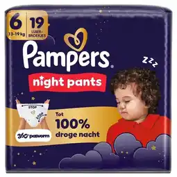Trekpleister Pampers Night Pants Maat 6 Luierbroekjes aanbieding