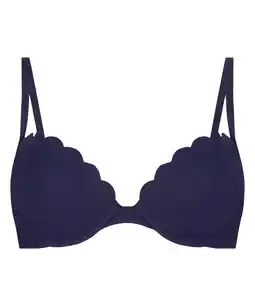 Hunkemoller Hunkemöller Voorgevormde beugel bikinitop Scallop Blauw aanbieding