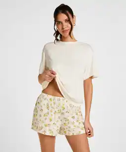 Hunkemoller Hunkemöller Pyjama Set Daisy Wit aanbieding