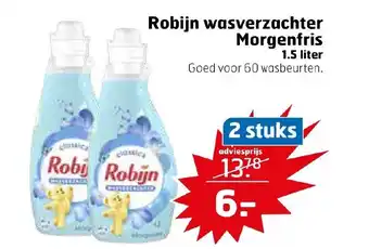 Trekpleister Robijn wasverzachter Morgenfris 1.5 liter aanbieding