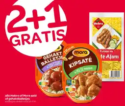 Spar alle Hebbo of Mora saté of gehaktballetjes aanbieding