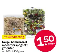 Spar taugé, bami nasi of macaroni spaghetti groenten aanbieding