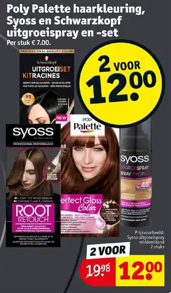 Kruidvat Poly Palette haarkleuring, Syoss en Shwarzkopf uitgroeispray en -set aanbieding