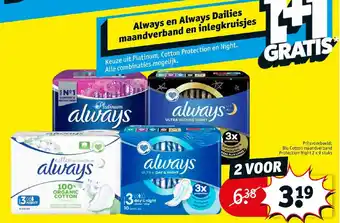 Kruidvat Always en Always Dailies maandverband en inlegkruisjes aanbieding