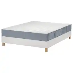 IKEA LyngÖr Boxspring, Valevåg middelhard/lichtblauw wit, 140x200 cm aanbieding