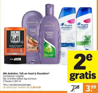 Albert Heijn Alle Andrélon, Taft en Head & Shoulders aanbieding