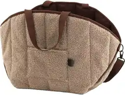 Intratuin Overseas Petlife hondentas XL Teddy taupe 51 x 34 x 34 cm aanbieding
