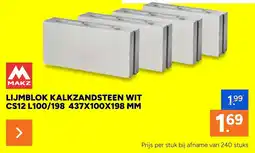 BOUWMAAT Makz Lijmblok Kalkzandsteen Wit CS12 l100/198 aanbieding