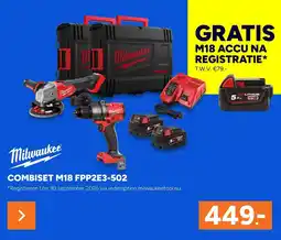 BOUWMAAT Milwaukee Combiset M18 FPP2E3-502 aanbieding