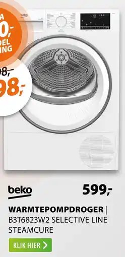 Expert beko warmtepompdroger b3t6823w2 selective line steamcure aanbieding