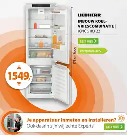 Expert Liebherr inbouw koel-vriescombinatie ICNC 5103-22 aanbieding
