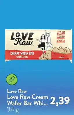 Holland & Barrett Love Raw Cream Wafer Bar White Choc aanbieding