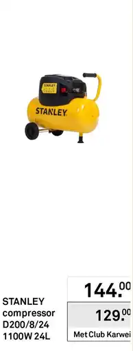 Karwei STANLEY compressor D200/8/24 aanbieding