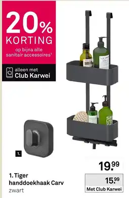 Karwei Tiger handdoekhaak Carv zwart aanbieding