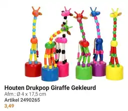 Lobbes Houten Drukpop Giraffe Gekleurd aanbieding