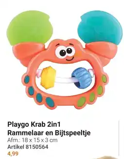Lobbes Playgo Krab 2in1 Rammelaar en Bijtspeeltje aanbieding