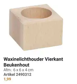 Lobbes Waxinelichthouder Vierkant Beukenhout aanbieding