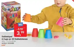 Lobbes Dobbelspel 6 Cups en 30 Dobbelstenen aanbieding