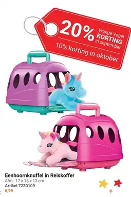 Lobbes Eenhoornknuffel in Reiskoffer aanbieding