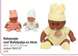 Lobbes Babypopje met Wafelpakje en Muts aanbieding