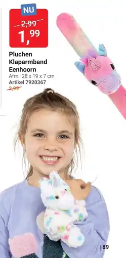Lobbes Pluchen Klaparmband Eenhoorn aanbieding