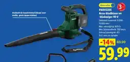 Lidl Parkside Accu-bladblazer en -bladzuiger 40 V aanbieding