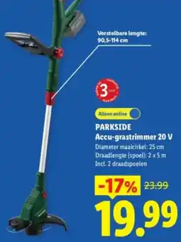 Lidl Parkside Accu-grastrimmer 20 V aanbieding