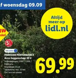 Lidl Parkside Performance Accu-heggenschaar 40 V aanbieding
