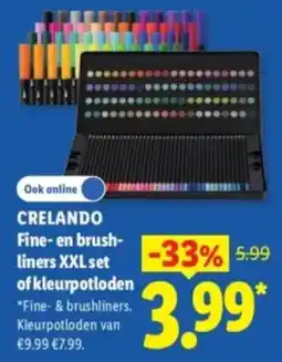 Lidl Crelando Fine- en brushliners XXL set aanbieding