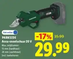 Lidl Parkside Accu-snoeischaar 20 V aanbieding