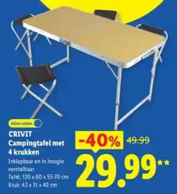 Lidl Crivit campingtafel met 4 krukken aanbieding