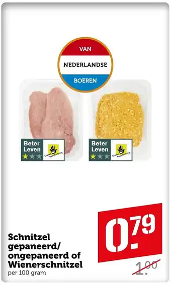 Coop Schnitzel gepaneerd/ongepaneerd of wienerschnitzel aanbieding